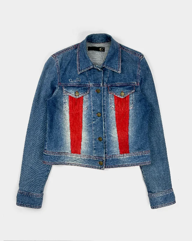 Roberto Cavalli Corduroy Stripes Denim Jacket 2000's Zippered Jacket Buttoned Jacket Snapped Jacket