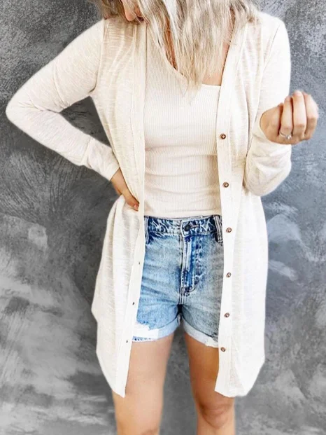 Women Casual Fashion Single-breasted Cardigan Solid Color Round Neck Long Cardigan Soft Cozy Warm Women Casual Fashion Single-breasted Cardigan Solid Color Round Neck Long Cardigan Soft Cozy Warm