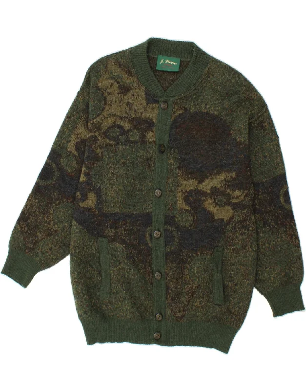 VINTAGE Womens Abstract Pattern Cardigan Sweater UK 24 4XL Green Wool Thin Thick Dense VINTAGE Womens Abstract Pattern Cardigan Sweater UK 24 4XL Green Wool Thin Thick Dense