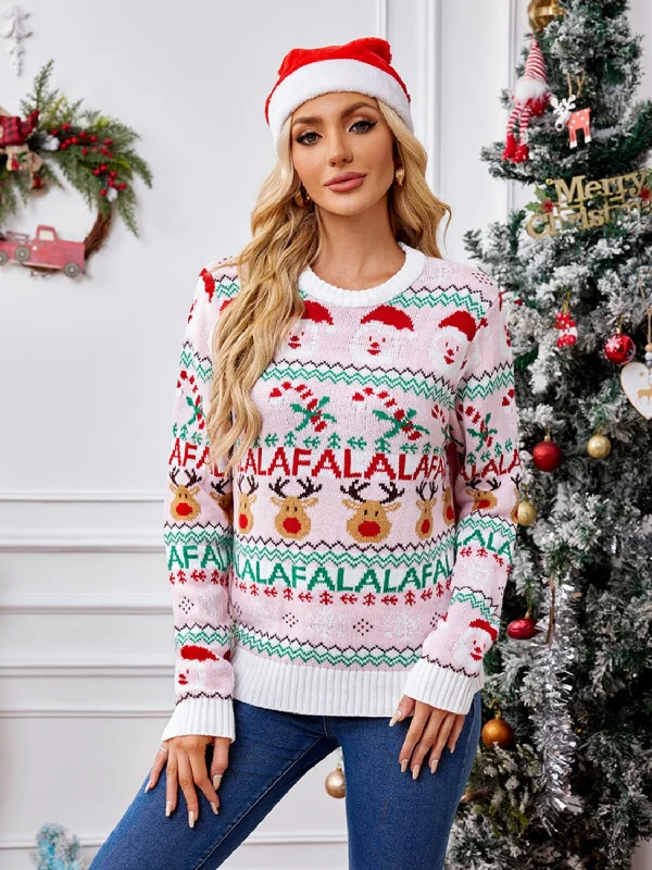 Hazel Blues® |  Christmas Element Round Neck Long Sleeve Sweater High Neck Crew Neck V-Neck