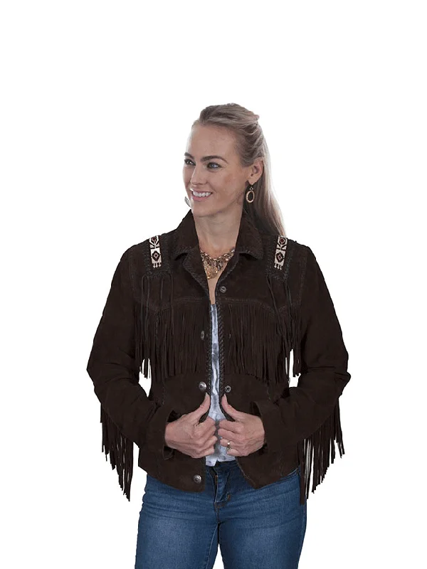 Scully L758-67 Womens Hand Laced And Bead Trim Jacket Expresso Nylon Jacket Polyester Jacket Spandex Jacket Scully L758-67 Womens Hand Laced And Bead Trim Jacket Expresso Nylon Jacket Polyester Jacket Spandex Jacket
