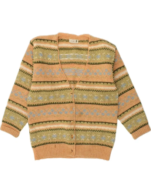 VINTAGE Womens Cardigan Sweater EU 44 XL Pink Fair Isle Wool Fleece Fabric Down Fabric Feather Fabric VINTAGE Womens Cardigan Sweater EU 44 XL Pink Fair Isle Wool Fleece Fabric Down Fabric Feather Fabric