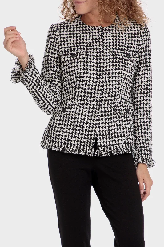 Houndstooth jacket Notch Collar Jacket Peter Pan Collar Jacket Cowl Neck Jacket