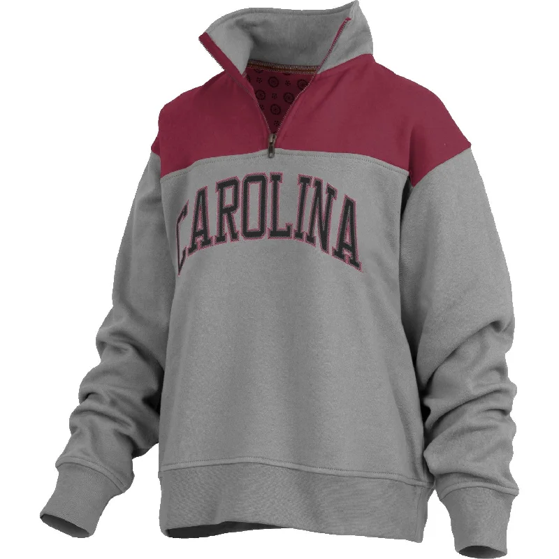 GRAY AND GARNET ARCH CAROLINA LADIES 1/4 ZIP PULLOVER Tapered Sleeve Pullover