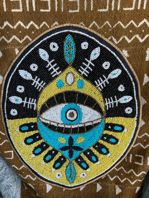 Custom Evil Third Eye Beaded Jacket Hoodie Zip-Up Jacket Button-Up Jacket