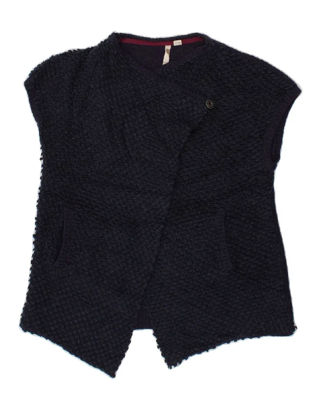 WHITE STUFF Womens Sleeveless Cardigan Sweater UK 14 Medium Navy Blue Terry Blend Velvet Blend Canvas Blend WHITE STUFF Womens Sleeveless Cardigan Sweater UK 14 Medium Navy Blue Terry Blend Velvet Blend Canvas Blend