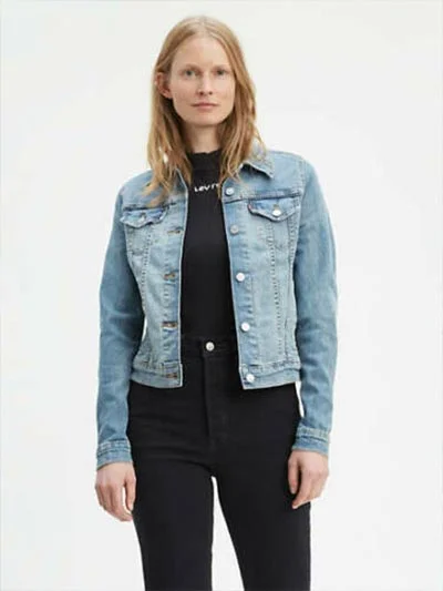 Levi's 299450012 Womens Original Trucker Denim Jacket Jeanie Wool Fabric Cashmere Fabric Tweed Fabric Levi's 299450012 Womens Original Trucker Denim Jacket Jeanie Wool Fabric Cashmere Fabric Tweed Fabric