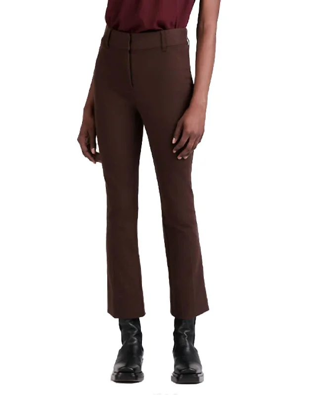 Cropped Flare Trouser In Chocolat Chinos Cotton Straight Leg