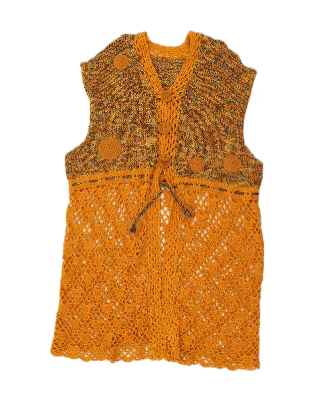 VINTAGE Womens Longline Cardigan Sweater UK 16 Large Yellow Colourblock Boxy Cardigan Fitted Cardigan A-Line VINTAGE Womens Longline Cardigan Sweater UK 16 Large Yellow Colourblock Boxy Cardigan Fitted Cardigan A-Line