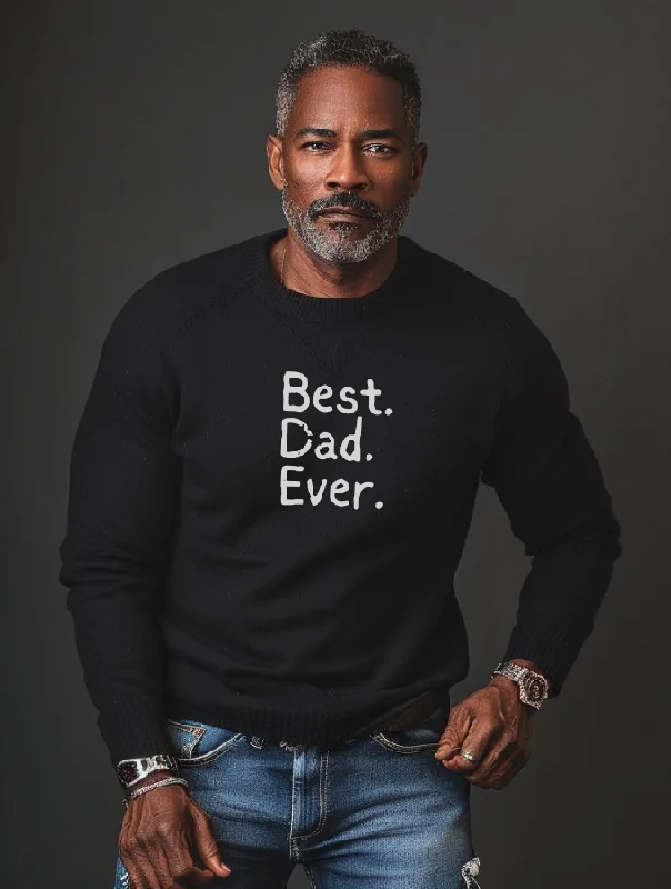 BEST DAD SWEATER - BLACK Hooded Sweater Collared Sweater Shawl Collar