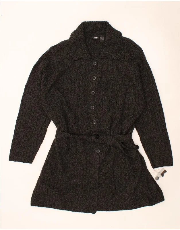 MOSSIMO Womens Longline Cardigan Sweater UK 22 3XL Grey Acrylic Houndstooth Herringbone Solid