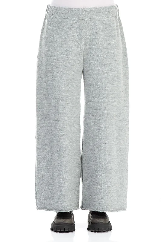 Wide Grey Knitted Wool Trousers Trousers Versatile Stylish