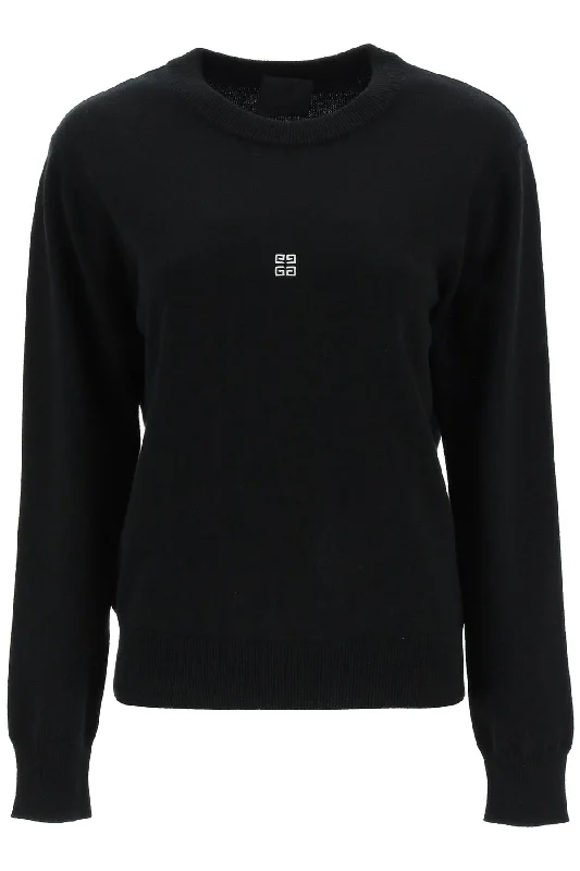4g Wool And Cashmere Sweater With Back Logo - Black Turtle Neck Boat Neck Asymmetrical Neck 4g Wool And Cashmere Sweater With Back Logo - Black Turtle Neck Boat Neck Asymmetrical Neck