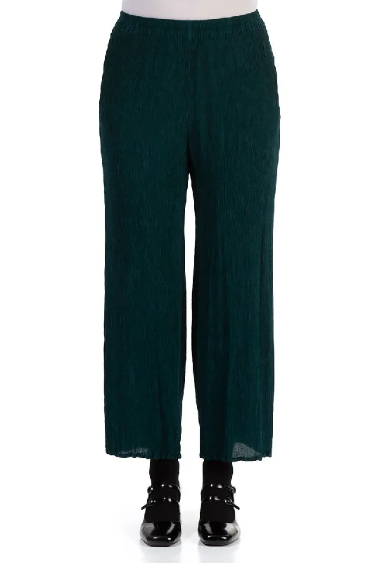 Straight Cropped Emerald Silk Viscose Trousers Trousers Occasion Special