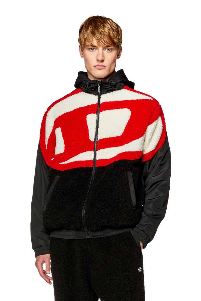 Track jacket in nylon and teddy fleece Fitted Jacket Loose Jacket Oversized Jacket