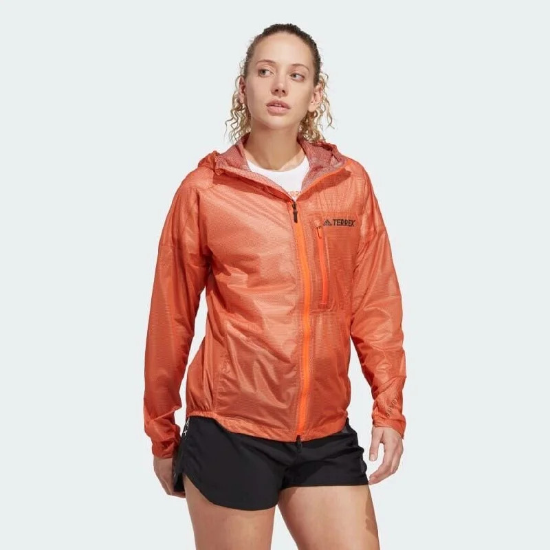 adidas Terrex Agravic Packable Womens Running Rain Jacket Orange Lightweight Chenille Fabric Brocade Fabric Lace Fabric