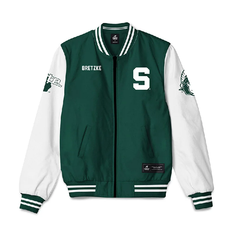 Michigan State - NCAA Women's Rowing : Mya Bretzke - Bomber Jacket Chenille Fabric Brocade Fabric Lace Fabric