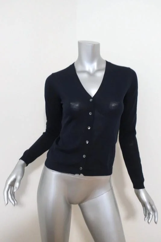 Malo Cardigan Navy Cotton Knit Size 38 V-Neck Sweater Wool Fabric Cashmere Fabric Tweed Fabric