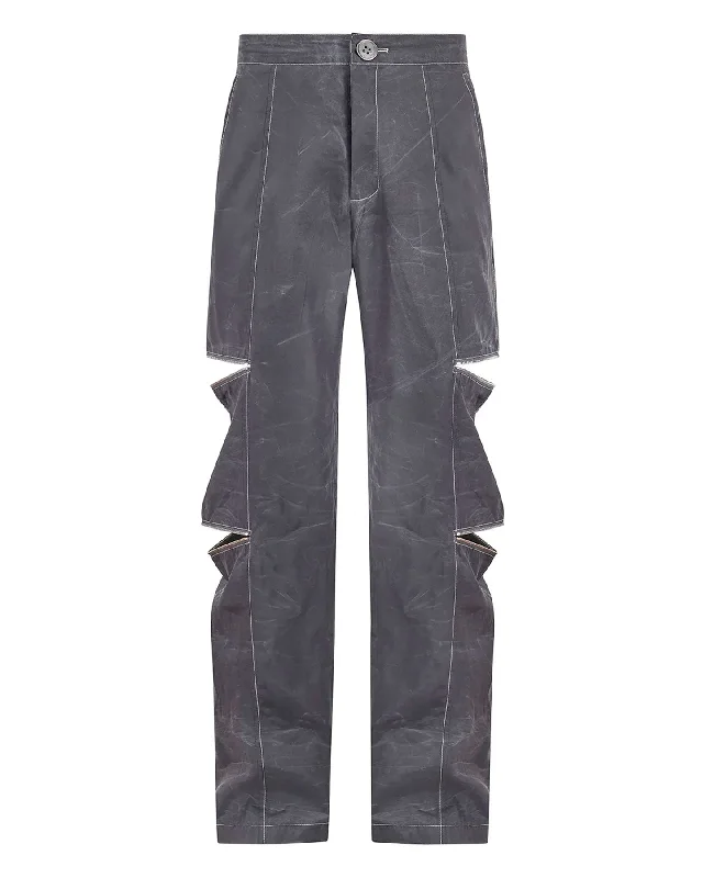 WAXED TENCEL TROUSERS WITH ZIP OPENINGS Trousers High Rise Slim Fit