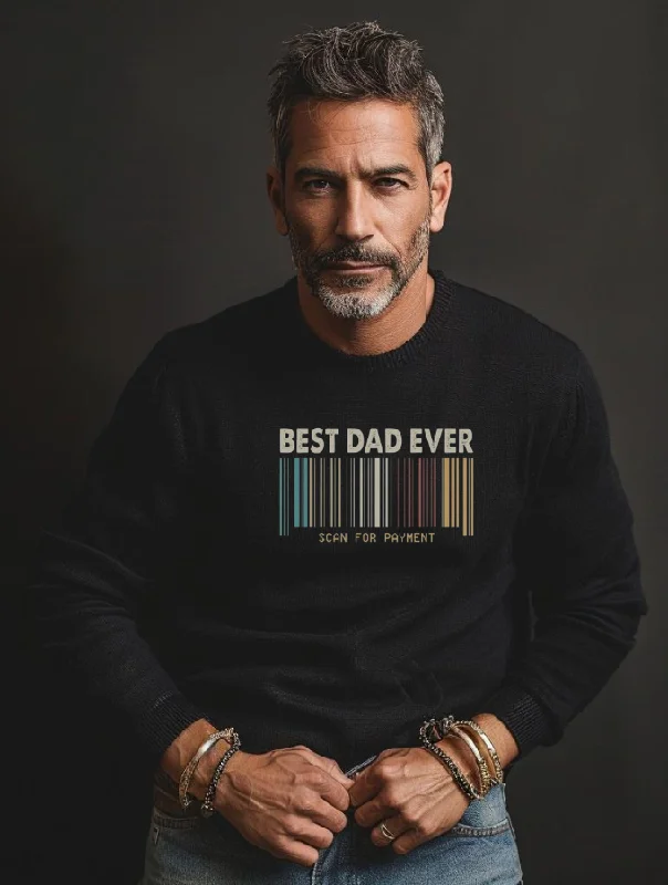 DAD BARCODE SWEATER - BLACK Jersey Fabric Tulle Fabric Batik Fabric