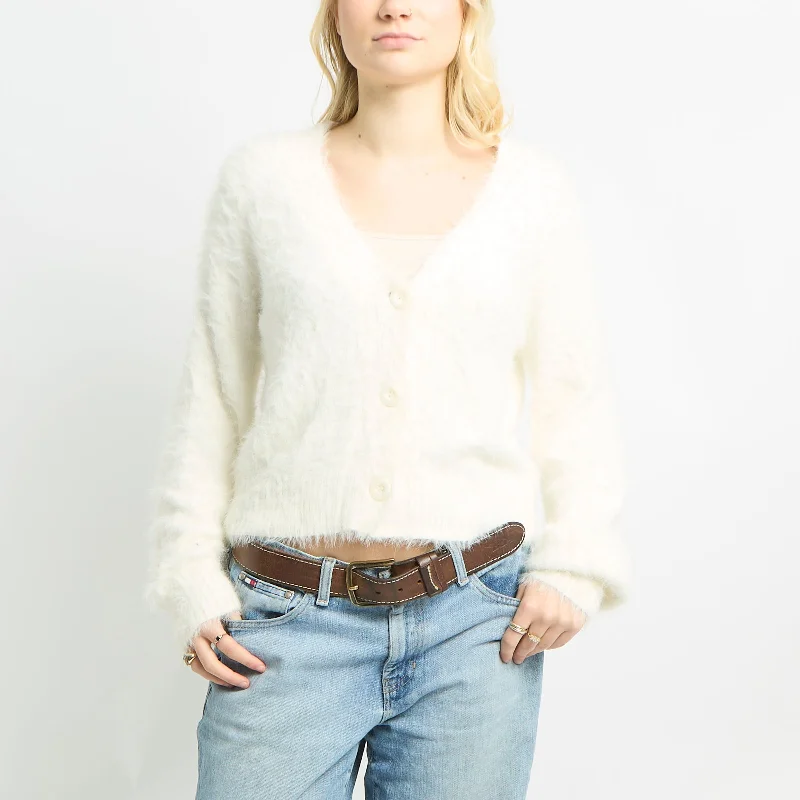 Fluffy V Neck Cardigan - M Button Cardigan Zip Cardigan Pullover Cardigan