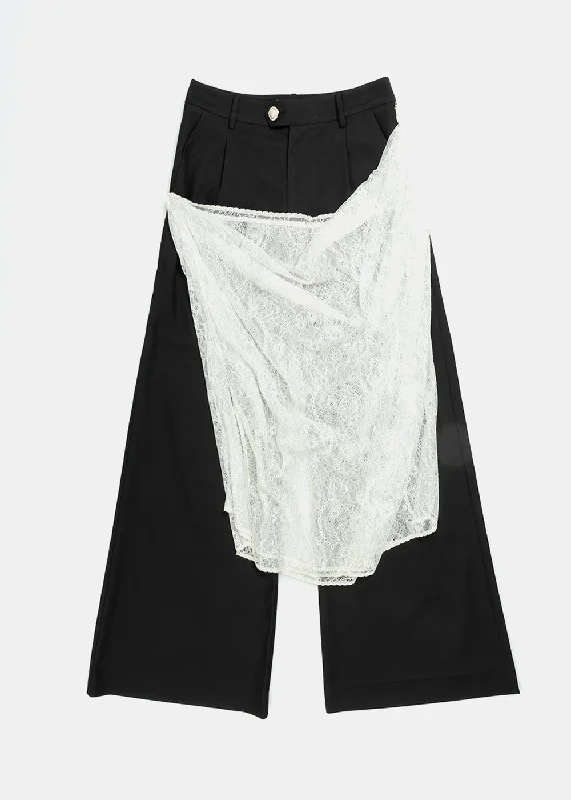 Black Lace Detailing Trousers Trousers Top Rated