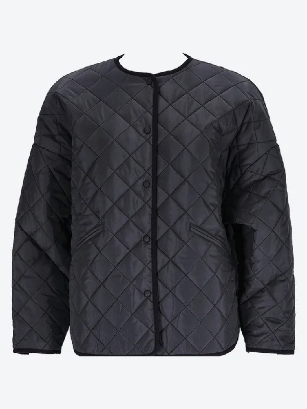 QUILTED JACKET Boat Neck Shawl Collar Notched Collar