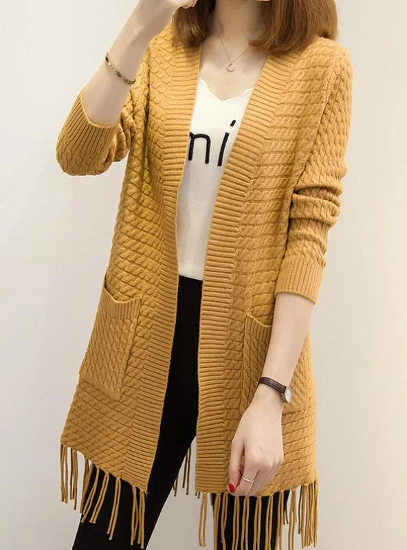 Women Soft Comfortable Coat Knitted V-Neck Long Cardigan Houndstooth Herringbone Solid Women Soft Comfortable Coat Knitted V-Neck Long Cardigan Houndstooth Herringbone Solid