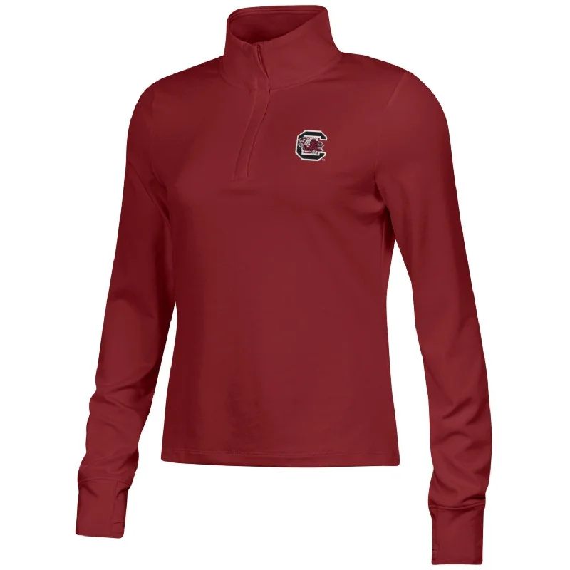 SOUTH CAROLINA GAMECOCKS GARNET LADIES BLOCK C 1/4 ZIP PULLOVER Spaghetti Sleeve Top