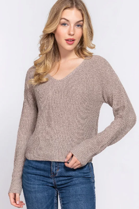 Dolman Slv Strappy Open Back Sweater Lace Blend Ribbed Blend Corduroy Blend