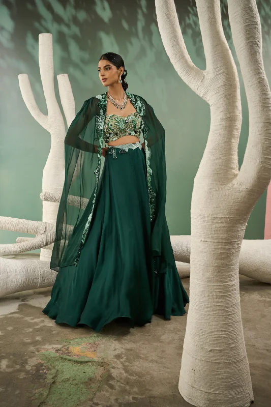Mint & Dark Green Aaplique Lehenga With Cut-Out Jacket Nylon Jacket Polyester Jacket Spandex Jacket Mint & Dark Green Aaplique Lehenga With Cut-Out Jacket Nylon Jacket Polyester Jacket Spandex Jacket