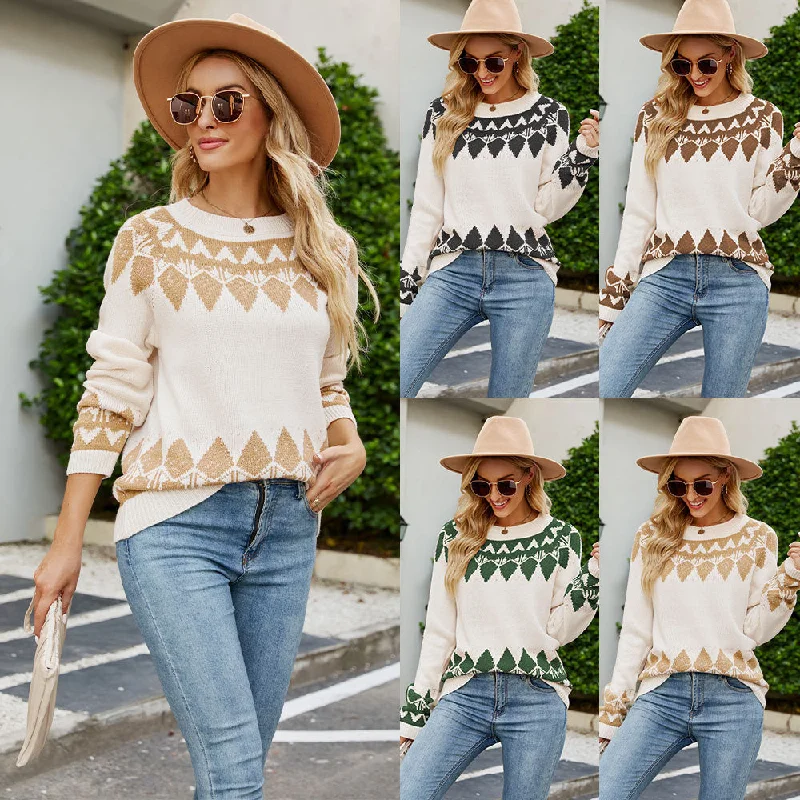 Women's Round Neck Pullover Sweater Anti-Pilling Anti-Shrink Durable