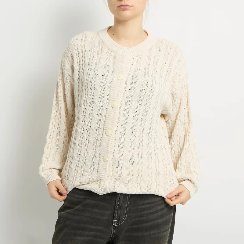 Cable Knit Heavy Knitted Cardigan - UK 14 Oversized Loose Flowy