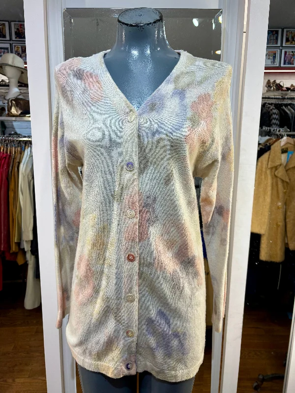 90s Multicolor Print Cardigan Sweater By Gabrielle T Machine Wash Dry Clean Hand Wash