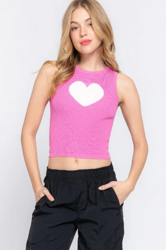 Sleeveless Heart Spring Sweater Top Fleece Sweater Nylon Polyester