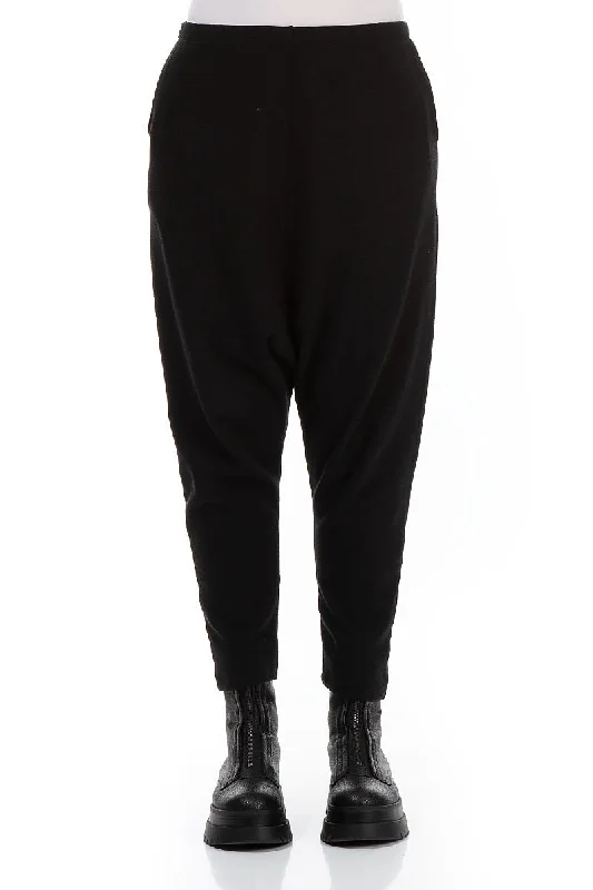 Baggy Black Rib Cotton Wool Trousers Trousers Cargo Utility