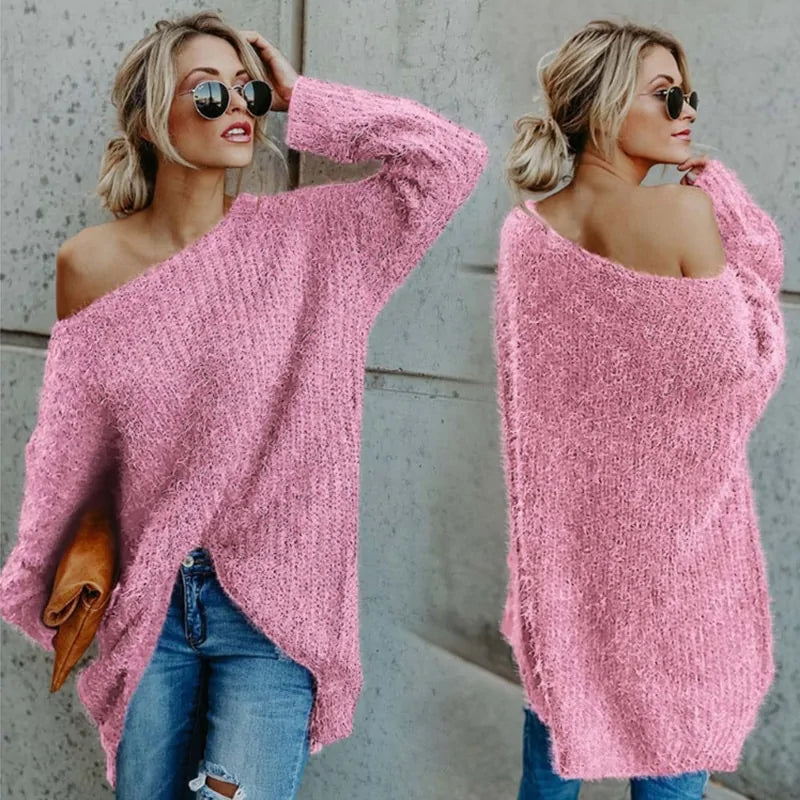 Autumn Winter Off Shoulder Sweater Soft Cozy Warm