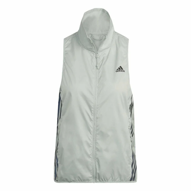 adidas Run Icons 3-Stipes Womens Running Gilet Lightweight Wind Resistant Jacket Belted Jacket Elasticated Jacket Padded Jacket