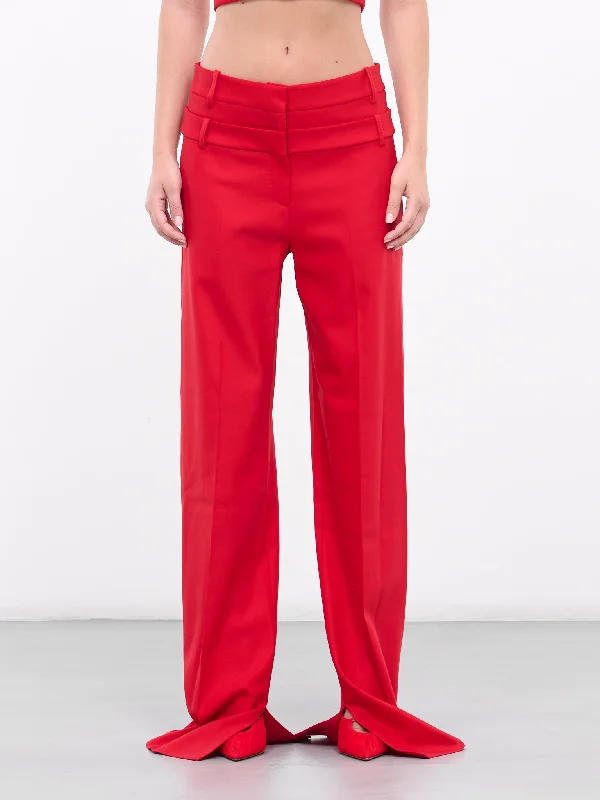 Double-Waist Trousers (DK15TR-RED) Trousers Bridal Satin