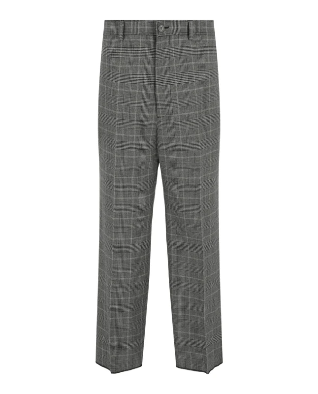 Gucci Mens Wide-Leg Plaid Trousers Trousers Wedding White