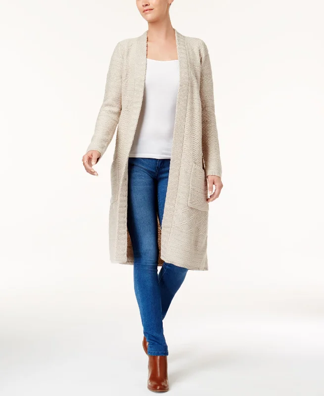 Style & Co Open Front Duster Cardigan Front Pockets Side Pockets Patch Pockets