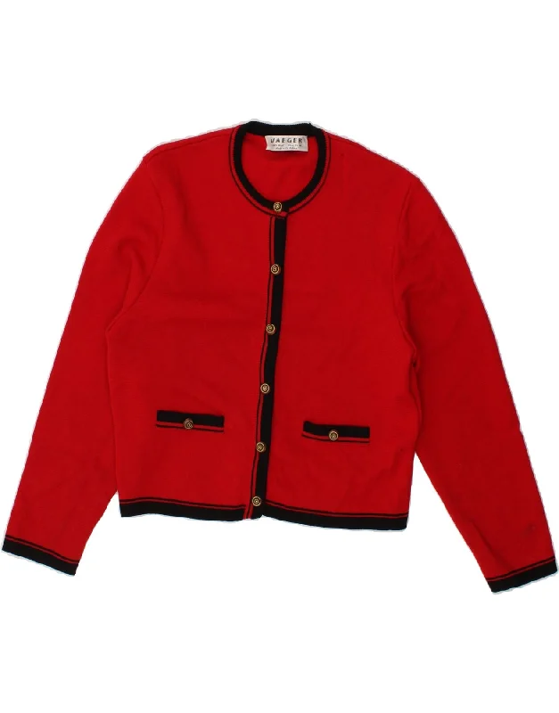 JAEGER Womens Crop Cardigan Sweater UK 14 Medium Red Wool Chenille Blend Fleece Blend Nylon Blend JAEGER Womens Crop Cardigan Sweater UK 14 Medium Red Wool Chenille Blend Fleece Blend Nylon Blend