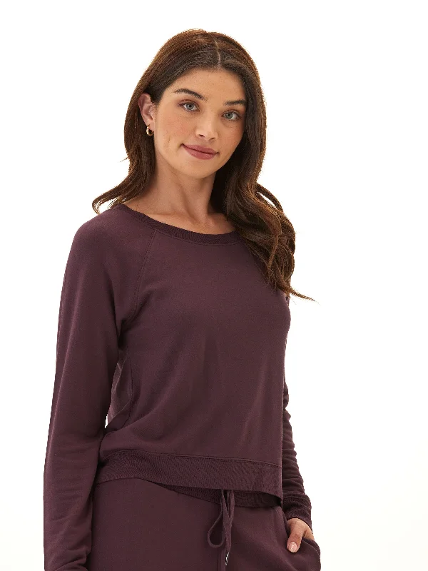 Suzanne Feather Fleece Raglan Pullover Shawl Collar Sweater