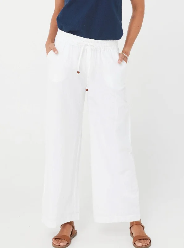 Valentina Trousers - White/Cotton & Linen Trousers stylish elegant