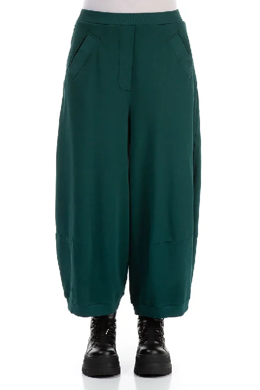 Wide Emerald Cotton Trousers Trousers Bestseller Popular