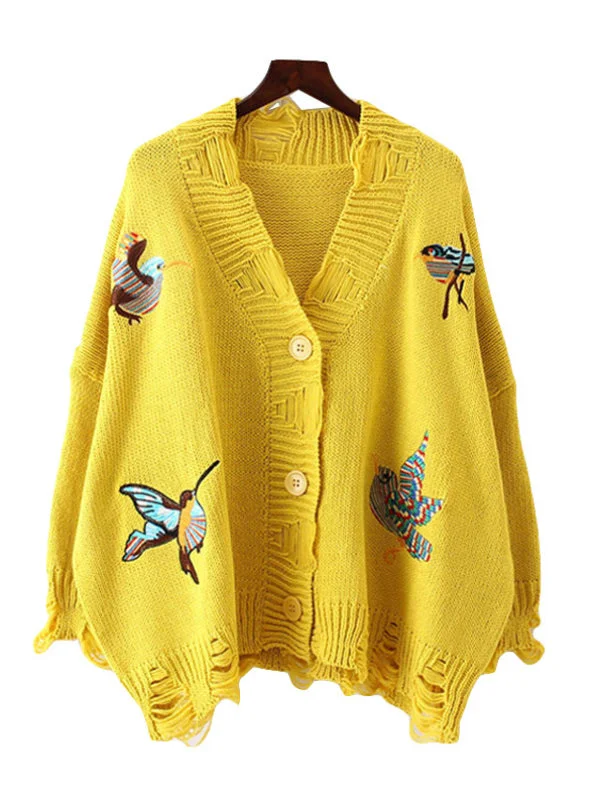 Long Sleeve Casual Embroidery Cardigan Female V Neck Hole Cardigans Asymmetrical,ymmetric Pencil Cardigan Long Sleeve Casual Embroidery Cardigan Female V Neck Hole Cardigans Asymmetrical,ymmetric Pencil Cardigan