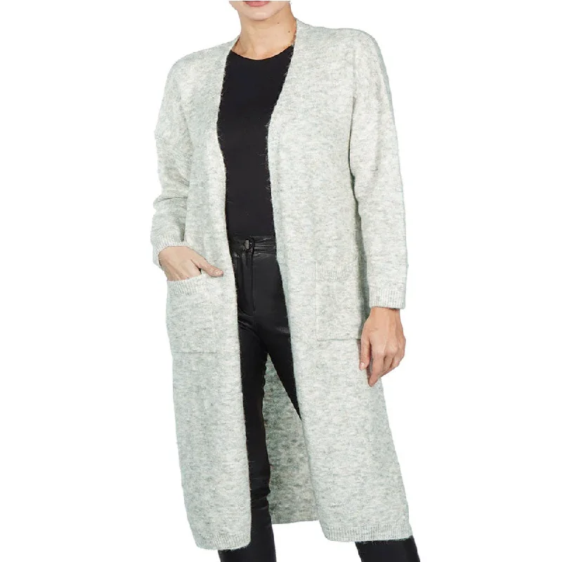 Women's 2-Pockets Fleece Cardigan,Grey Mesh Cardigan Canvas Denim