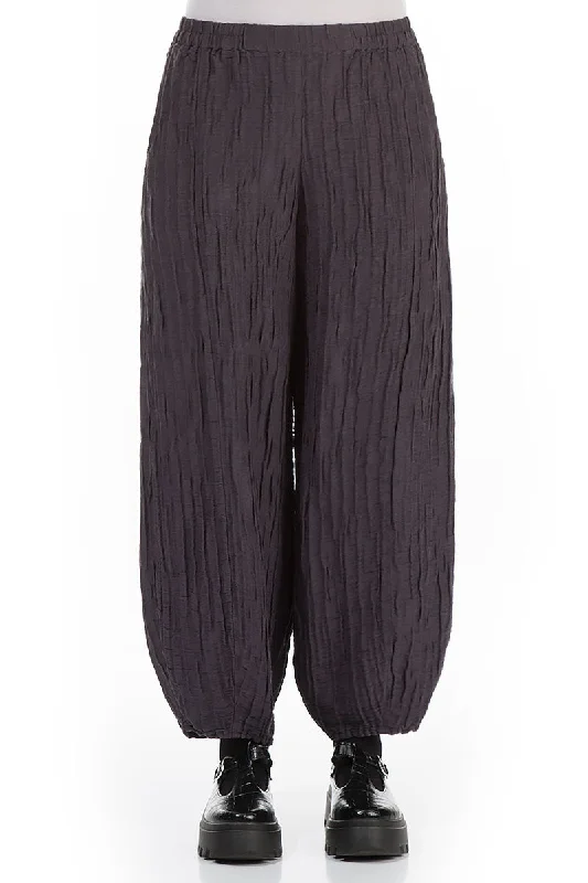 Taper Vintage Violet Crinkled Silk Linen Trousers Trousers fashionable trendy