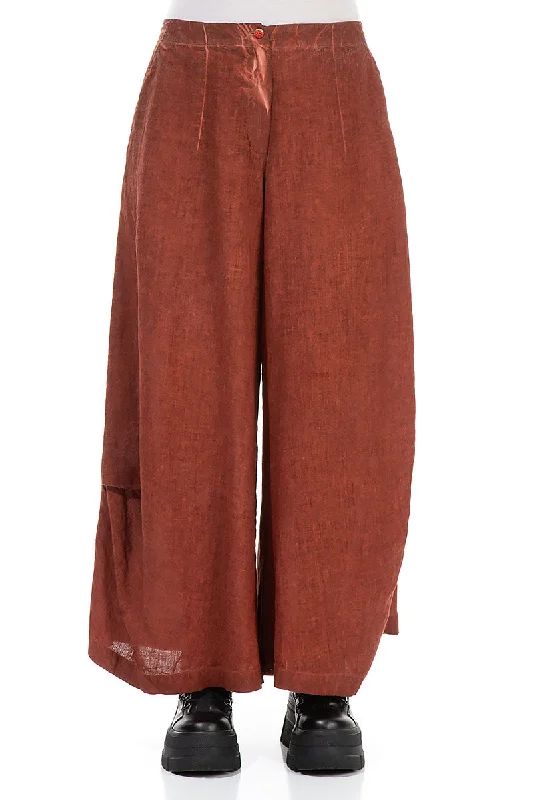 Washed Effect Saffron Linen Trousers Skinny Trousers Denim Stretchy