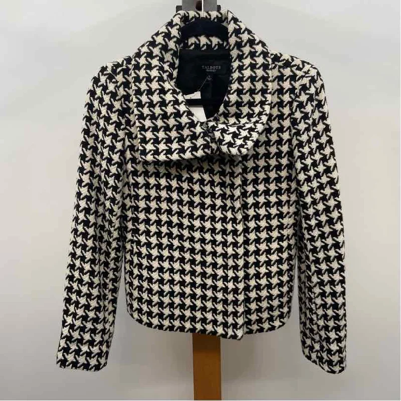 Talbots Women's Size 2 Black Houndstooth Jacket Appliqued Jacket Beaded Jacket Sequined Jacket